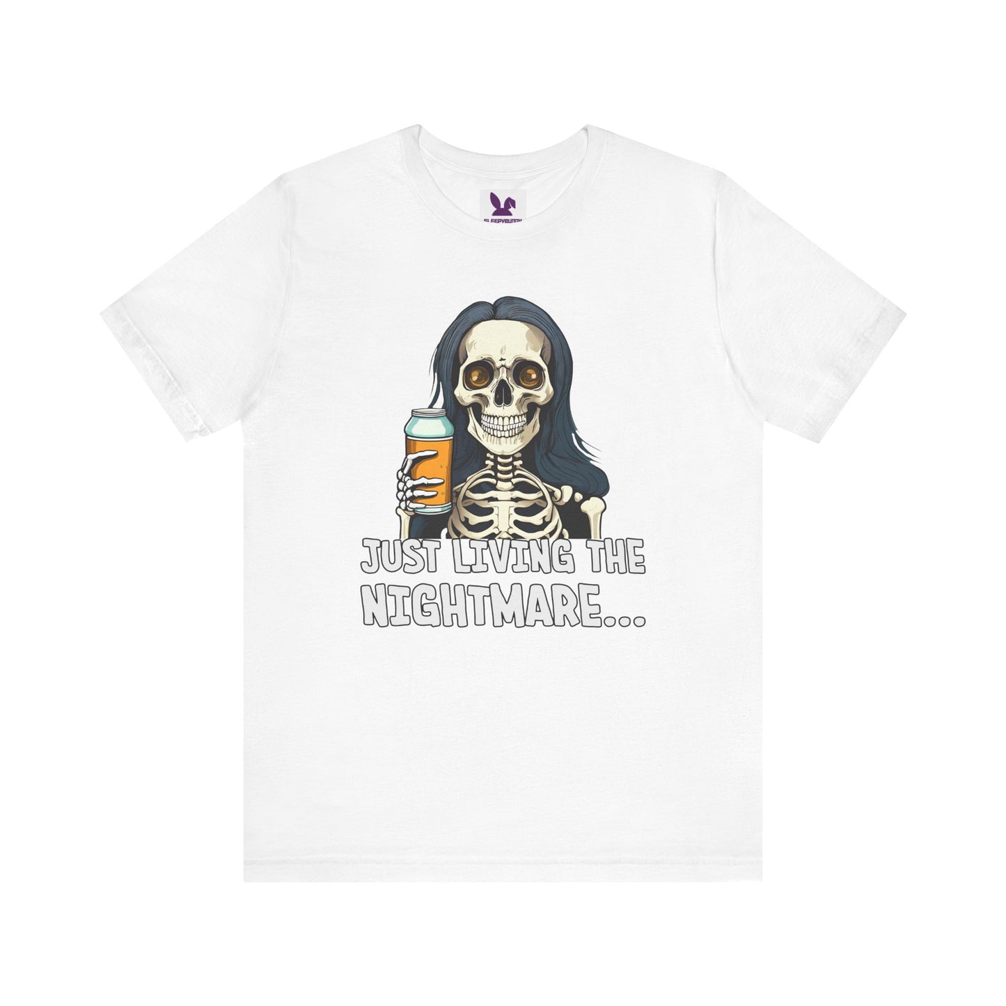Just Living the Nightmare T-Shirt | Funny Skeleton Beer Tee | Unisex Cotton Shirt