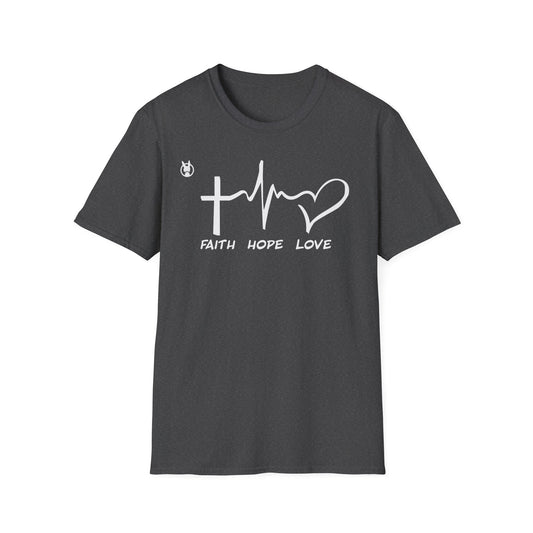 FLH Faith Hope Love T-Shirt | Front Logo Softstyle Tee | Inspirational Apparel