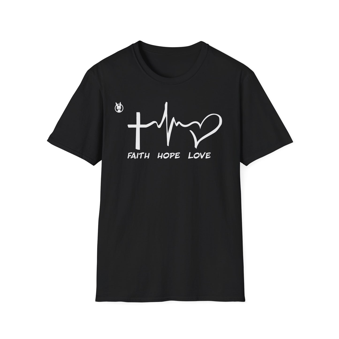 FLH Faith Hope Love T-Shirt | Front Logo Softstyle Tee | Inspirational Apparel