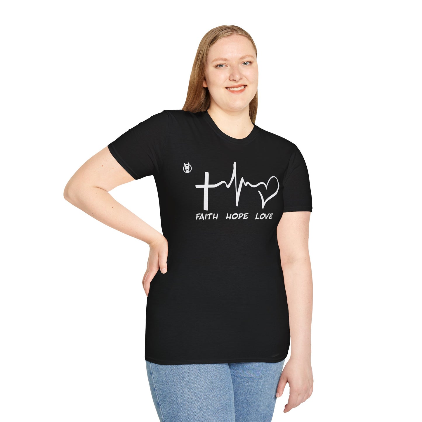 FLH Faith Hope Love T-Shirt | Front Logo Softstyle Tee | Inspirational Apparel