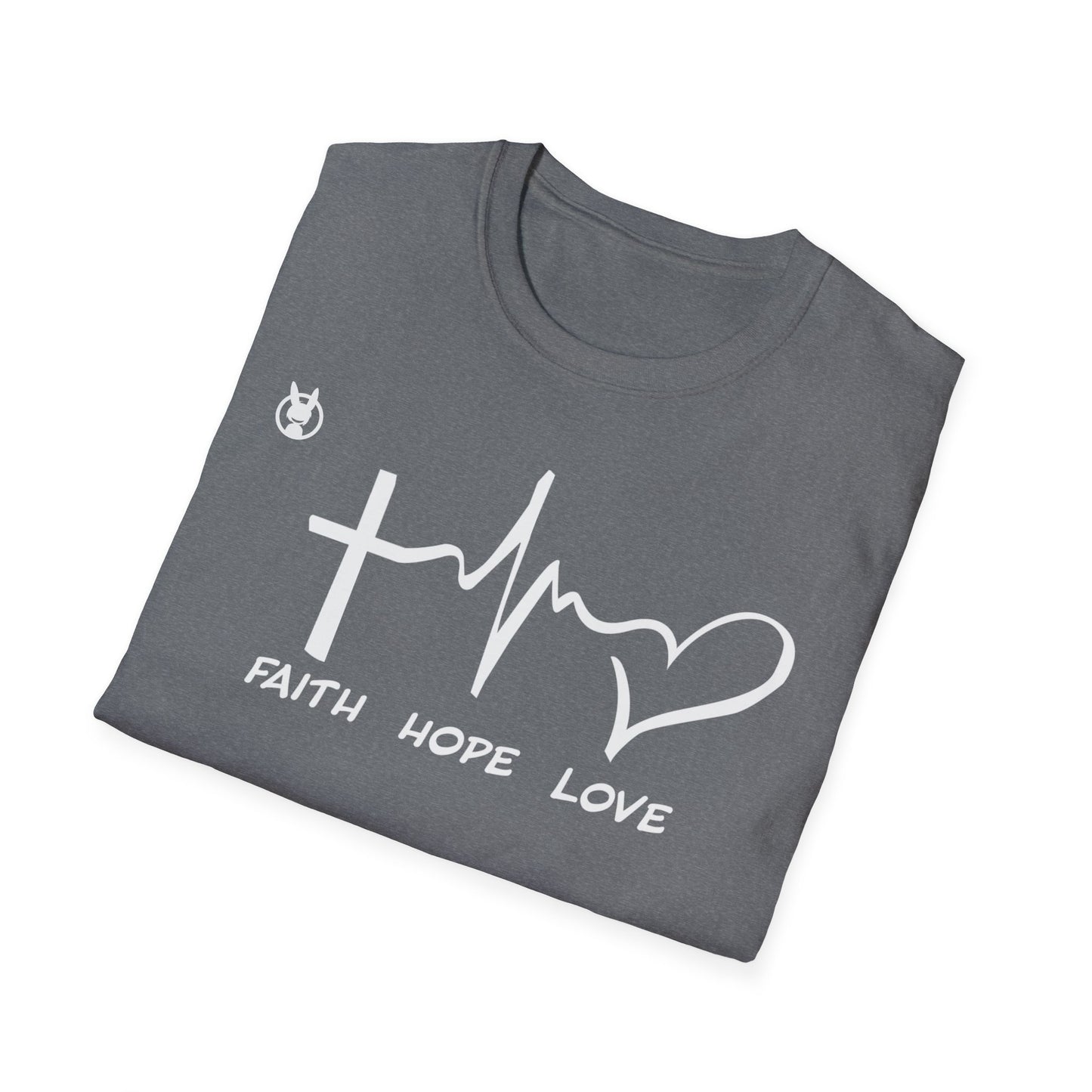 FLH Faith Hope Love T-Shirt | Front Logo Softstyle Tee | Inspirational Apparel