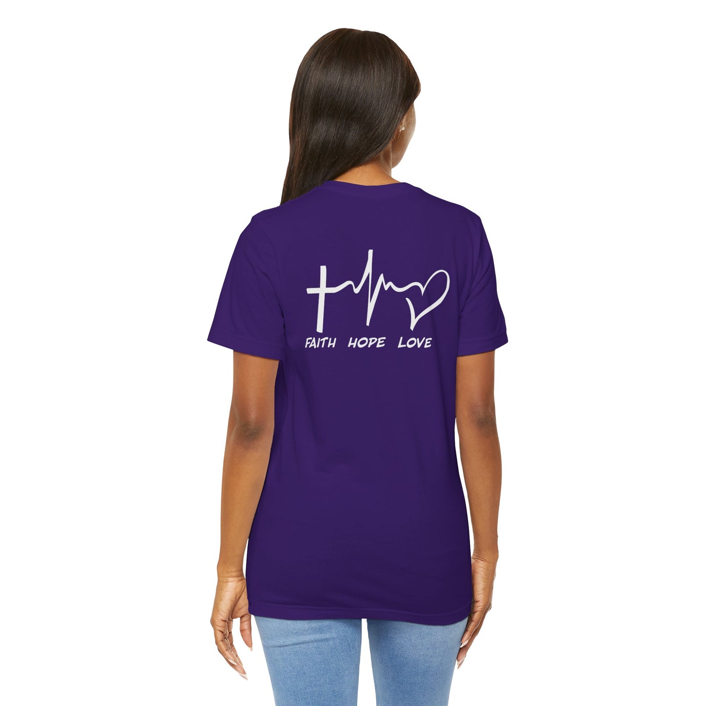 FHL Faith Hope Love T-Shirt | Rear Logo Jersey Tee | Inspirational Event Merch