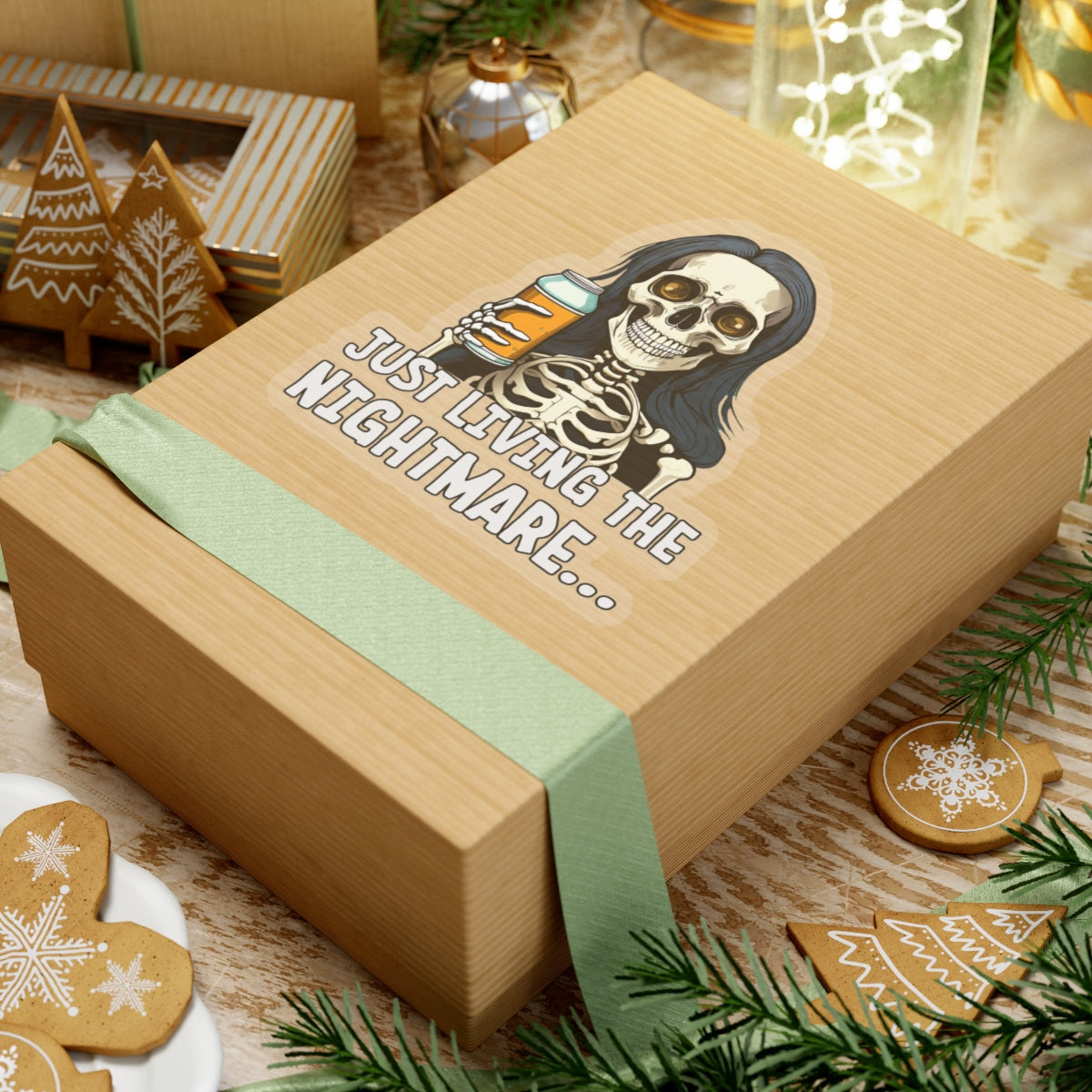 Just Living the Nightmare Sticker | Dark Humor Kiss-Cut Decal