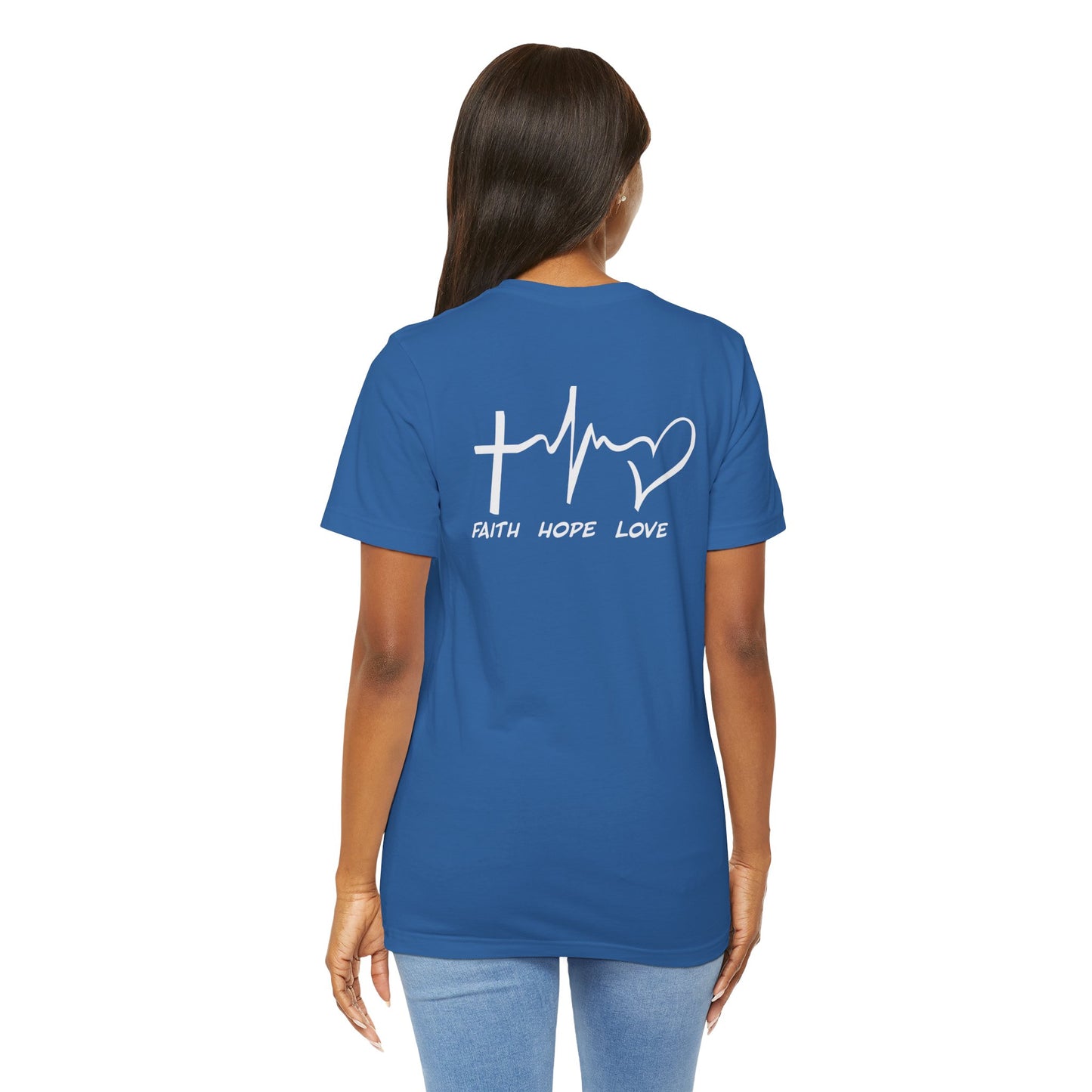 FHL Faith Hope Love T-Shirt | Rear Logo Jersey Tee | Inspirational Event Merch